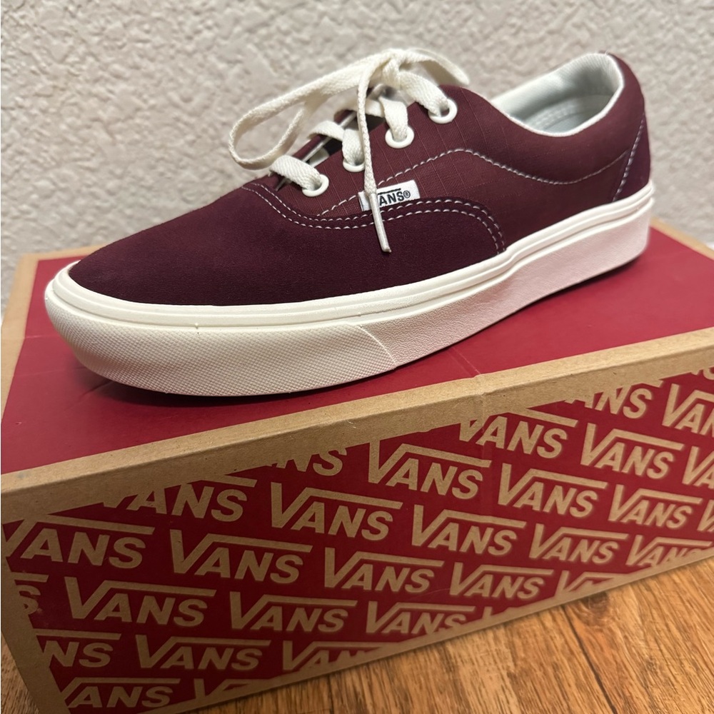 NWT Vans Burgundy and White Sneakers